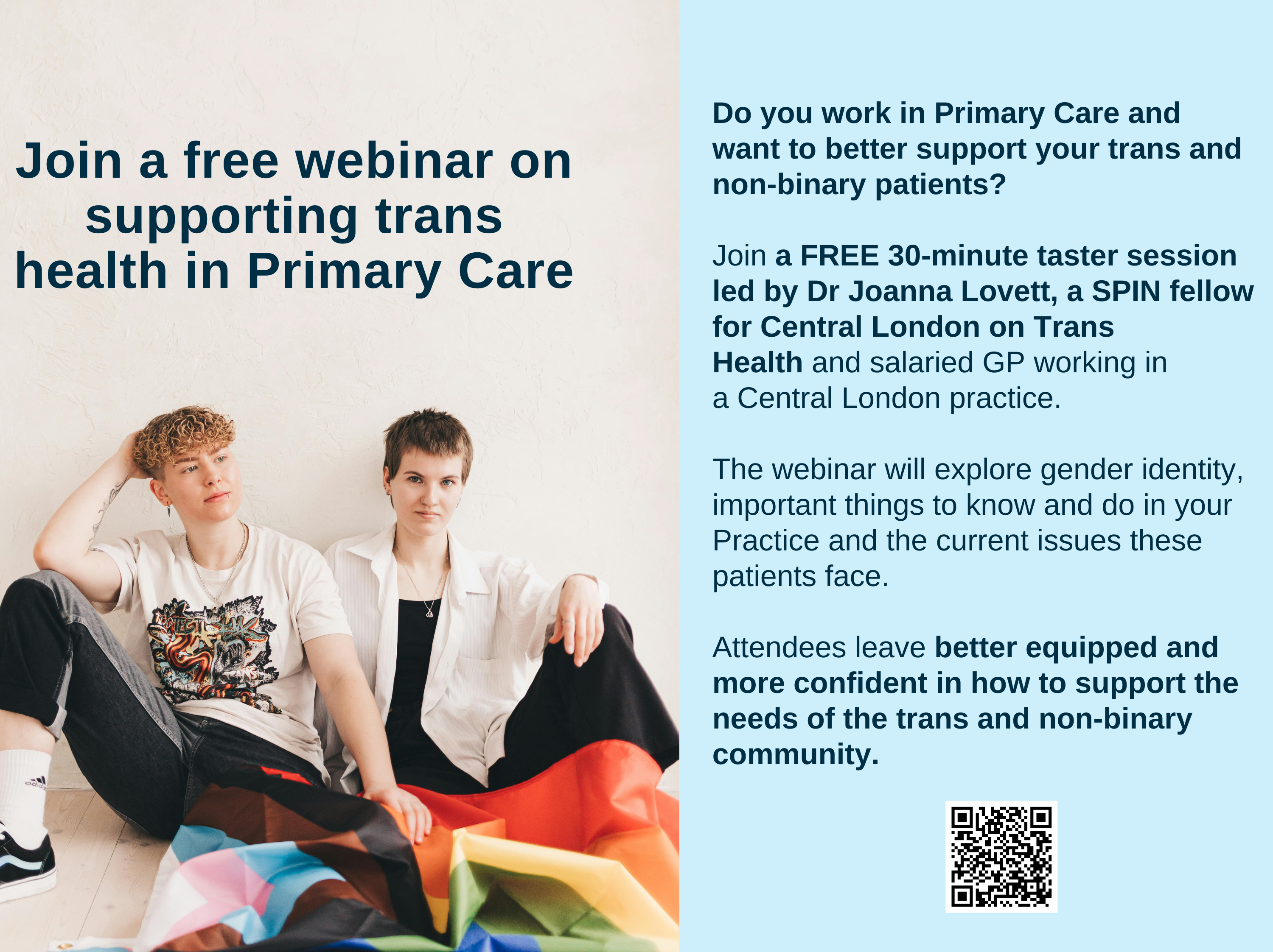 Promotional flyer for Trans Health in Primary Care taster webinar