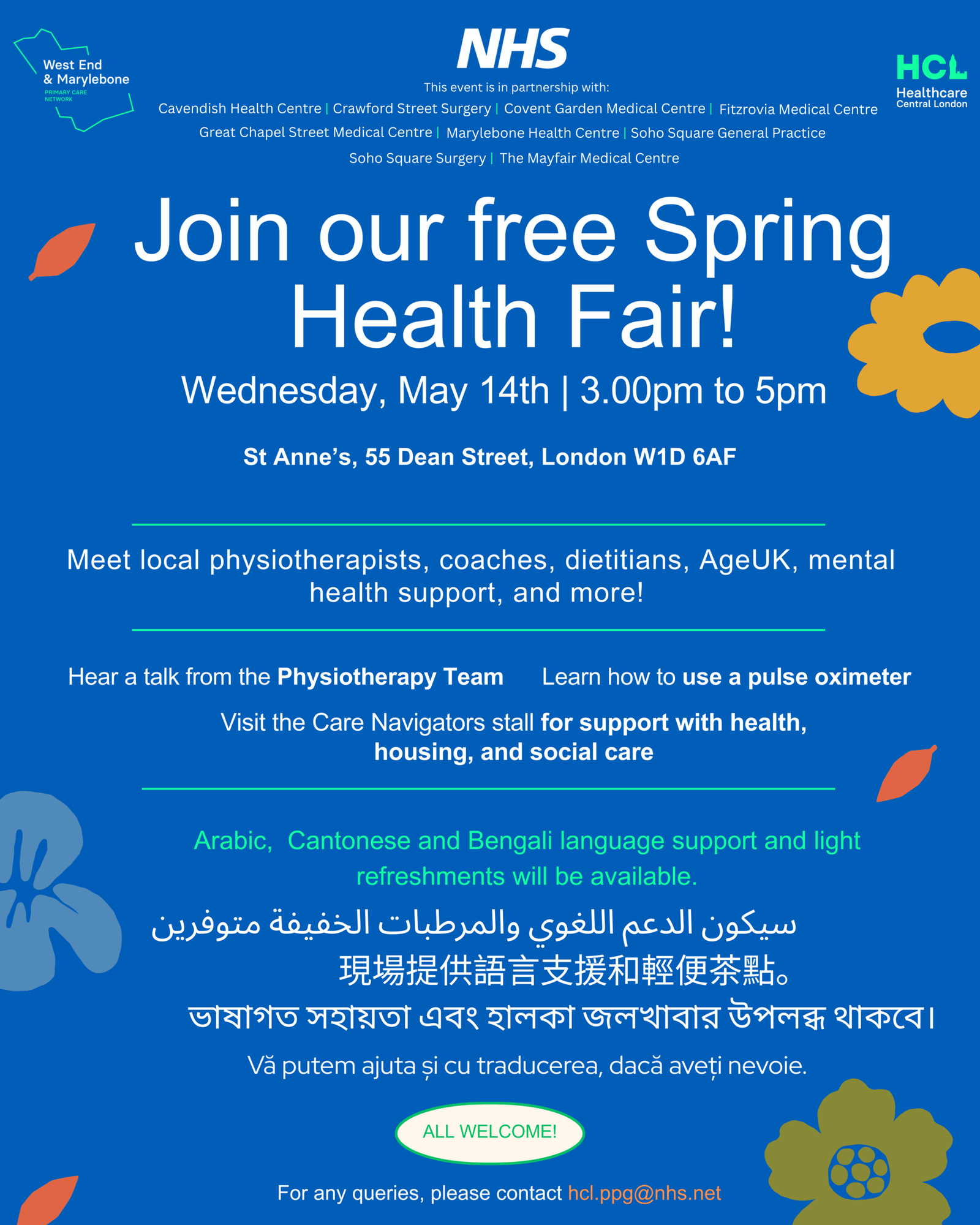 Poster for Spring Health Fair on Wed 14th May