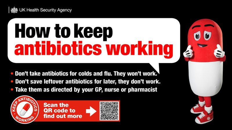 Antibiotics advice campaign poster