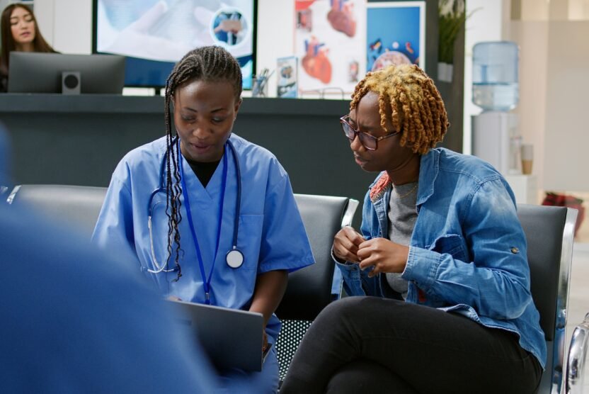 Healthcare professional in waiting room