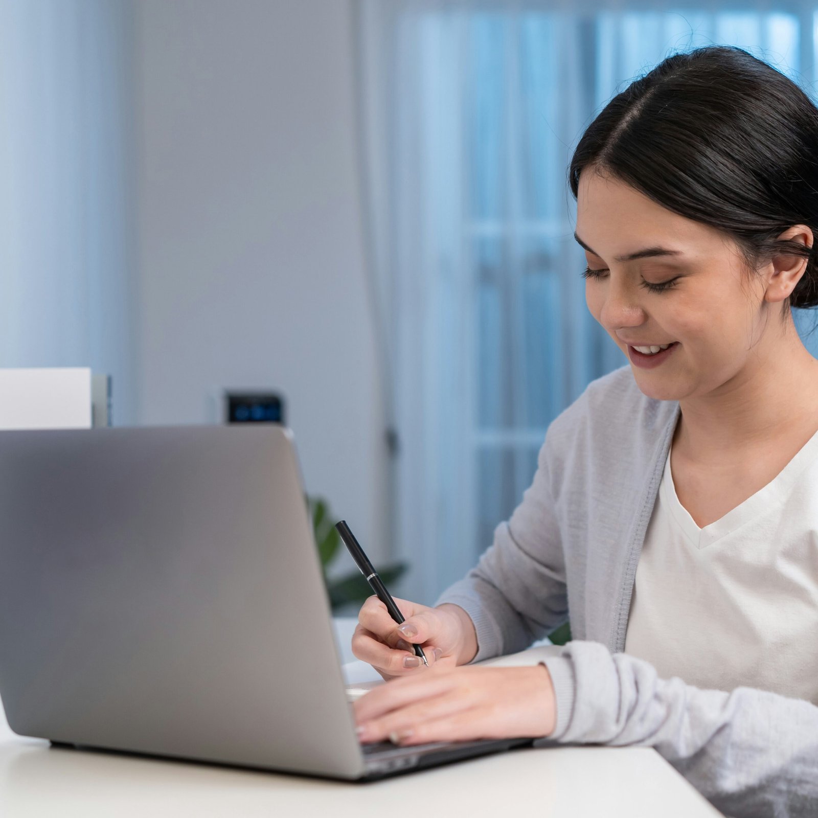 Young woman on computer